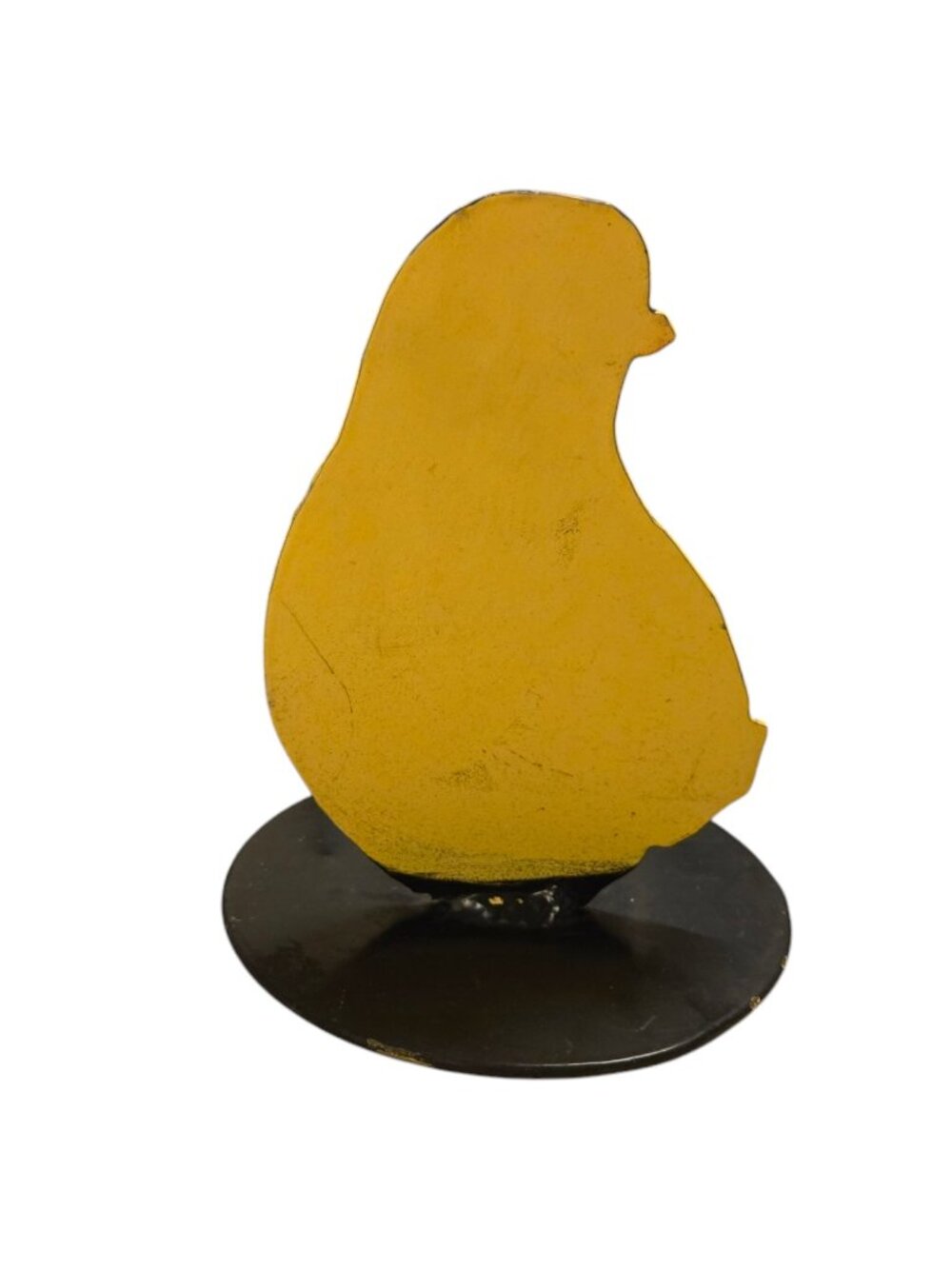 Vintage Chicken Metal Folk Art Yellow Baby Chick Statue OOAK Farmhouse Farmcore